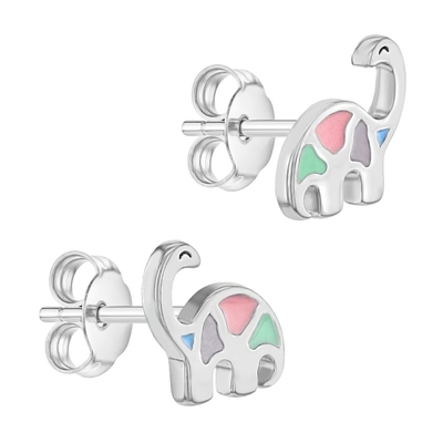 Farbenreiche Dinosaurier-Stud-Ohrringe 925 Sterling Silber für kleine Mädchen