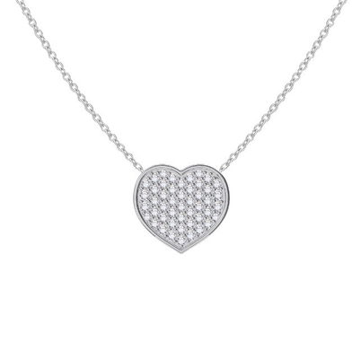 18" Kette Länge Runder Schnitt Diamant 925 Sterling Silber Herz Anhänger Halskette für Frauen