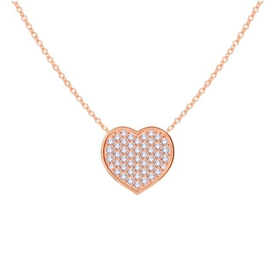 18" Kette Länge Runder Schnitt Diamant 925 Sterling Silber Herz Anhänger Halskette für Frauen
