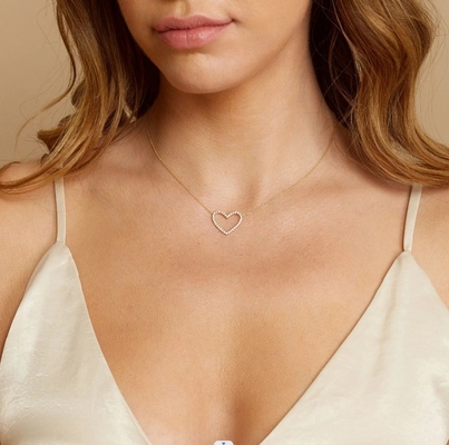 925 Sterling Silber Pave Diamant Liebeshalskette für Freundin
