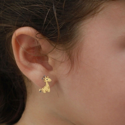 Mikro-Einsatztechnologie Sterling Silber Körperschmuck für Kinder Giraffe-Stud-Ohrringe
