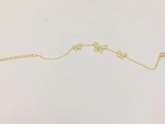 14K Gold Triple Butterfly Kette Armband Klar CZ Silber Kette Armband 925