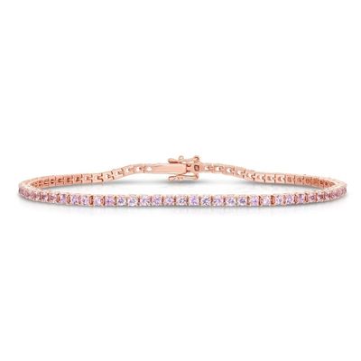925 Sterling Silber Klassisches 2mm Rosafarbenes Pavé Zirkonia Tennisarmband für Mädchen
