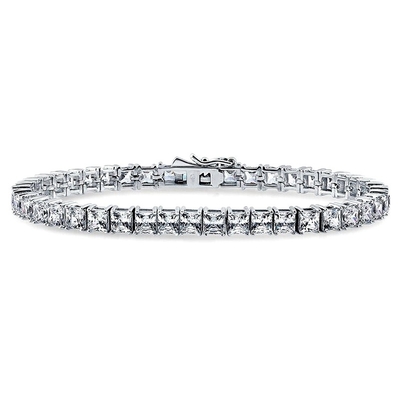 Unisex Handgefertigt 18K Gold Hip Hop Eiskartonschnitt Diamant CZ 925 Sterling Silber Stapel Tennis Armband