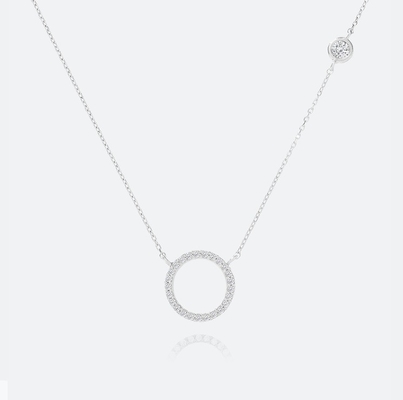 Goldplattiert S925 Silberkreis Anhänger CZ Halskette für Frauen 925 Sterling Silber