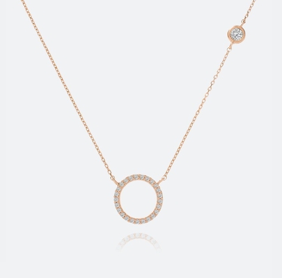 Goldplattiert S925 Silberkreis Anhänger CZ Halskette für Frauen 925 Sterling Silber