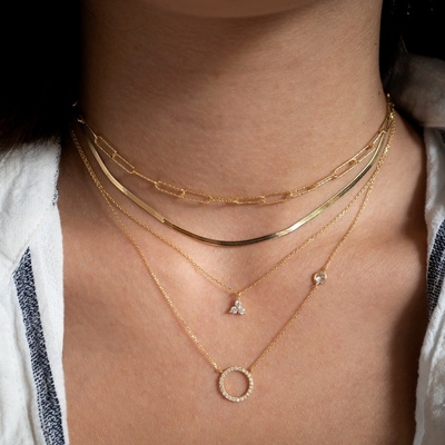 Goldplattiert S925 Silberkreis Anhänger CZ Halskette für Frauen 925 Sterling Silber