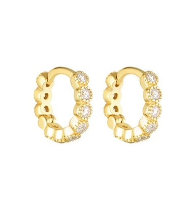 18K Gold beschichtet Baby Smaragd CZ Huggie Ohrringe für Mädchen Alltagsschmuck