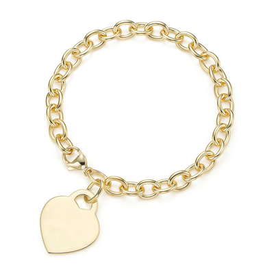 Männer 925 Sterling Silber Herz Charme Großer Armband für anspruchsvolle Aussehen 15x15mm