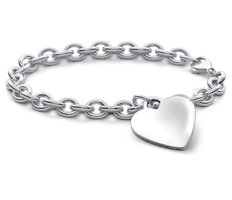 Männer 925 Sterling Silber Herz Charme Großer Armband für anspruchsvolle Aussehen 15x15mm