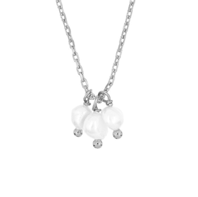 925 Sterling Silber Drei Süßwasserperlen Charme Anhänger Halskette für Frauen 16&quot; 1&quot; 1