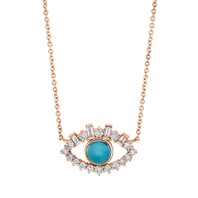 18K Gold überzogen Baguette Kubik Zirkon 925 Sterling Silber Frauen böse Augen Halskette