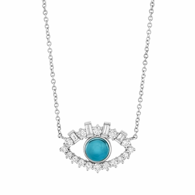 18K Gold überzogen Baguette Kubik Zirkon 925 Sterling Silber Frauen böse Augen Halskette