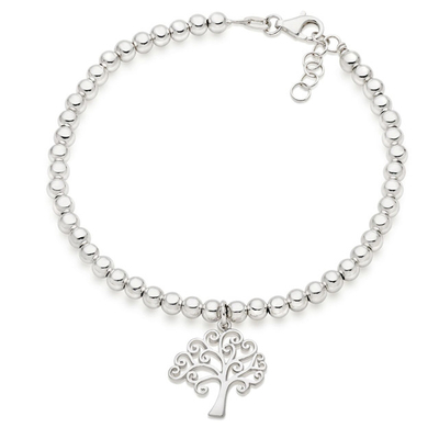 Herz und Baum Form Charme Perlen Armband 925 Sterling Silber für Damen Armbänder