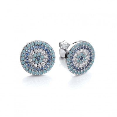 ZIRCON Circle 18K Goldplattiert Handgefertigt Micron Pave CZ Auge Turkiye Design Stud Ohrring 925 Sterling Silber