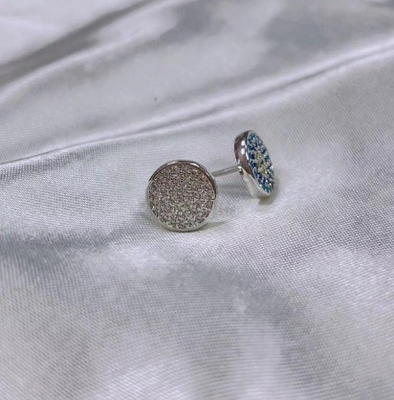 ZIRCON Circle 18K Goldplattiert Handgefertigt Micron Pave CZ Auge Turkiye Design Stud Ohrring 925 Sterling Silber