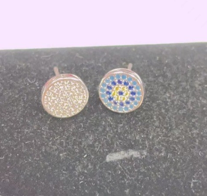 ZIRCON Circle 18K Goldplattiert Handgefertigt Micron Pave CZ Auge Turkiye Design Stud Ohrring 925 Sterling Silber