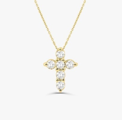 Druzy Stein Diamantkreuz Halskette Runde Brillante Schnitt 925 Silberkreuz Anhänger