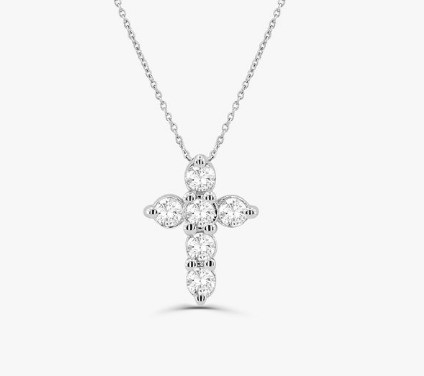 Druzy Stein Diamantkreuz Halskette Runde Brillante Schnitt 925 Silberkreuz Anhänger
