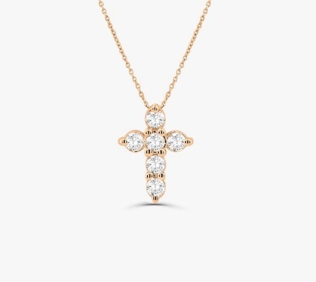 Druzy Stein Diamantkreuz Halskette Runde Brillante Schnitt 925 Silberkreuz Anhänger