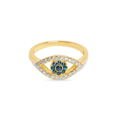 Maß 925 Sterling Silber Schnitt Pave eingebettete Augenring mit 18K Goldplattierung