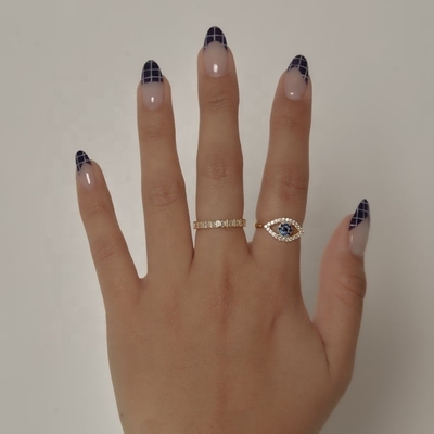 Maß 925 Sterling Silber Schnitt Pave eingebettete Augenring mit 18K Goldplattierung