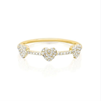 18K-Goldplattiert 925 Sterling Silber 3 Micro Pave Herzring für Frauen und Elegant