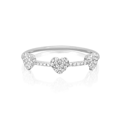 18K-Goldplattiert 925 Sterling Silber 3 Micro Pave Herzring für Frauen und Elegant