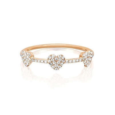 18K-Goldplattiert 925 Sterling Silber 3 Micro Pave Herzring für Frauen und Elegant