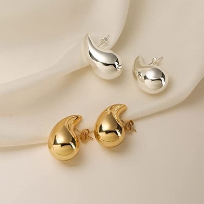 Customized Logo 18K Gold Plattiert Tränendropfen Hohl Stud Ohrring für Mädchen Schmuck Party