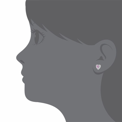 Rose Gold Plated Heart Pink CZ Schraubrücken Stud Ohrringe für Kinder in 925 Sterling Silber