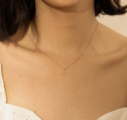 Nickelfreier 925 Sterling Silber Brief Ein Diamant Charm Halskette Beliebter Anfang Charm