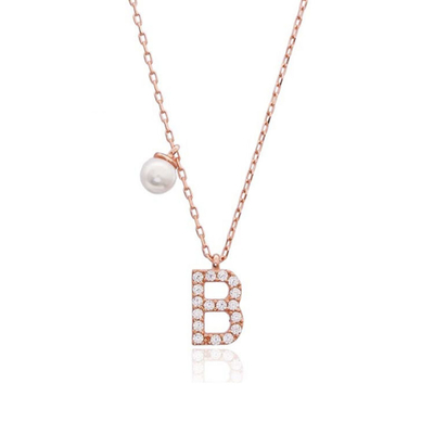 Nickelfreier 925 Sterling Silber Brief Ein Diamant Charm Halskette Beliebter Anfang Charm