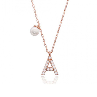 Nickelfreier 925 Sterling Silber Brief Ein Diamant Charm Halskette Beliebter Anfang Charm