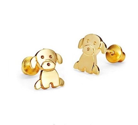 Silber Baby Puppy Kubik Zirkonia Schraubrücken Mädchen Ohrringe mit Rhodium Plattierung