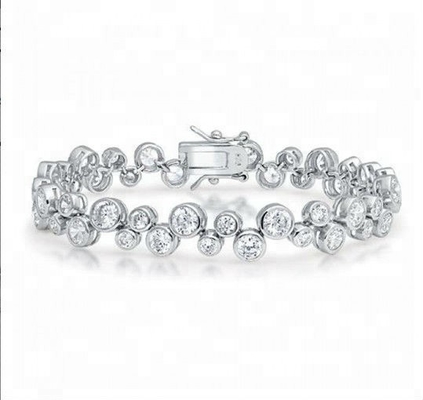 925 Sterling Silber Tennis Armband mit weißen CZ Stein und Bezel Einstellung Option