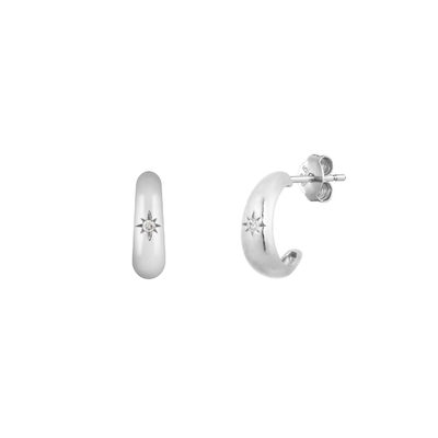 Zertifikat Typ Bewertung durch Dritte 925 Sterling Silber Nordstern Halbknopf Ohrringe