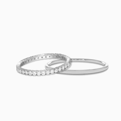 18K-Goldplattierte Hochzeitsring für Frauen 925 Sterling Silber Set