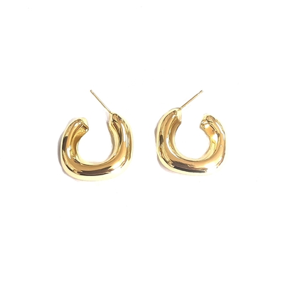 Anpassung 18K Gold Messing Hoop Ohrringe ODM Frauen Gold Hoop Ohrringe