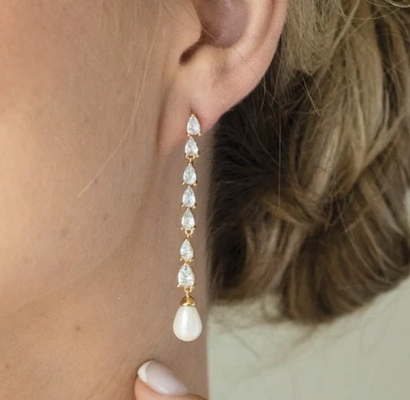ECO-freundliche Braut Perl Tropfen Ohrringe 18K Gold Tränen Tropfen Braut Ohrringe