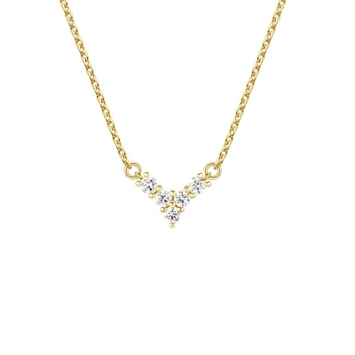18K Gold überzogen V-förmiger Schmuck für Frauen 925 Sterling Silber Halskette