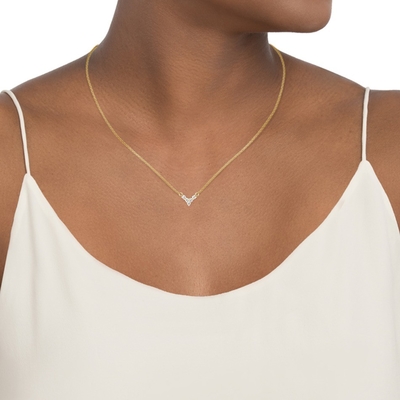 18K Gold überzogen V-förmiger Schmuck für Frauen 925 Sterling Silber Halskette