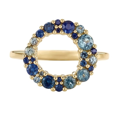 18K Goldblase, mehrfarbiger Saphir, Kubikzirkon, 925 Sterling Silber, Damenring