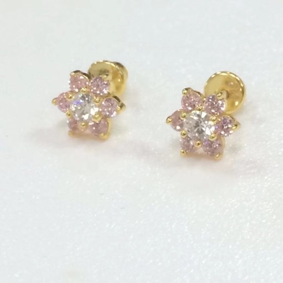 Blume Amethyst CZ Geburtsstein Baby Mädchen 925 Sterling Silber Schrauben Rücken Stud Ohrringe