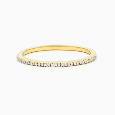 Hot Item 18K Gold beschichtet Halbe Ewigkeit Stapelbar 925 Sterling Silber Frauen Band Ring