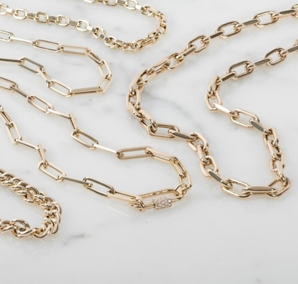 18K-Goldplattierte große Papierklammer 925 Sterling Silber Ovalkettenkette mit OEM