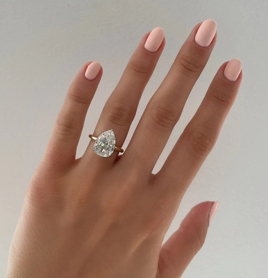 Basis Weiß Kubik Zirkon Birnen Schnitt Solitaire 925 Sterling Silber Hochzeitsringe