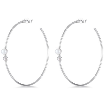 925 Sterling Silber Hoop Ohrringe 4 mm-4,5 mm Süßwasserperlen Ohrringe