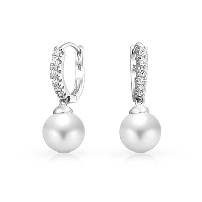 10MM Perlenkuben Zirkonia Dangle Ohrringe OEM CZ Dangle Drop Ohrringe
