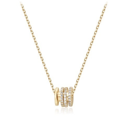 Mikron Pave Kubik Zirkonia Anhänger 18K Gold Kreis Halsketten für Frauen